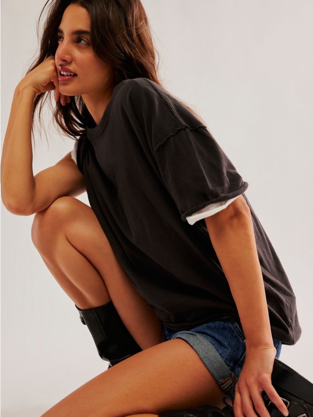 Free People Nina Tee Black Women’s Size Small